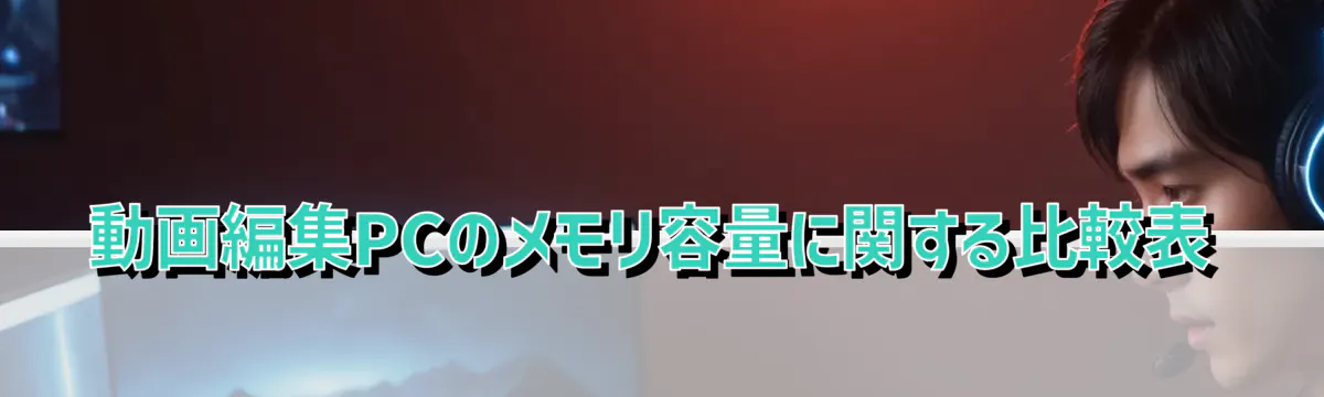 動画編集PCのメモリ容量に関する比較表